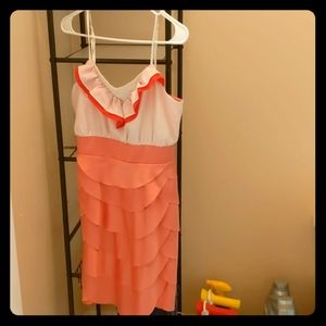 Esley S Pink White ruffle dress